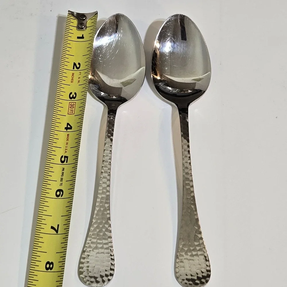 Wallace Continental Hammered 18/10 Stainless Steel Flatware Set 2 Serving spoons